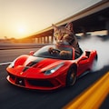 フェラーリに乗る猫 2枚目