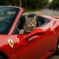 フェラーリに乗る猫 5枚目