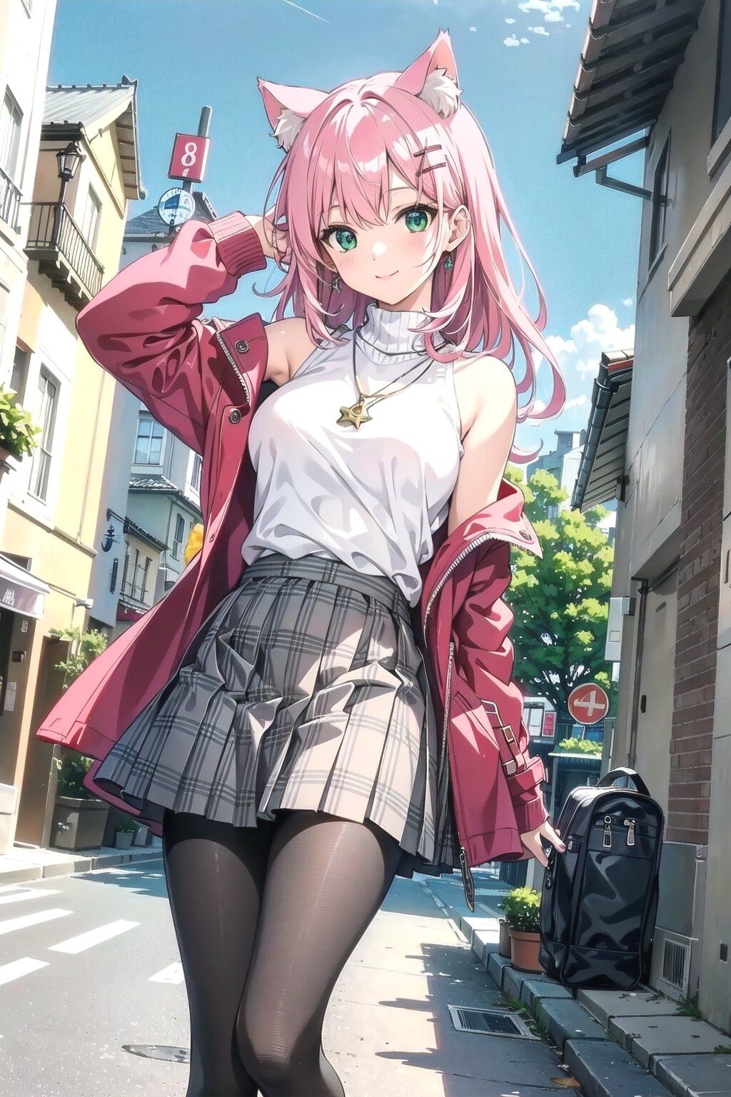 冬でも肩出しだよ〜🎶キャハッ💕🐱