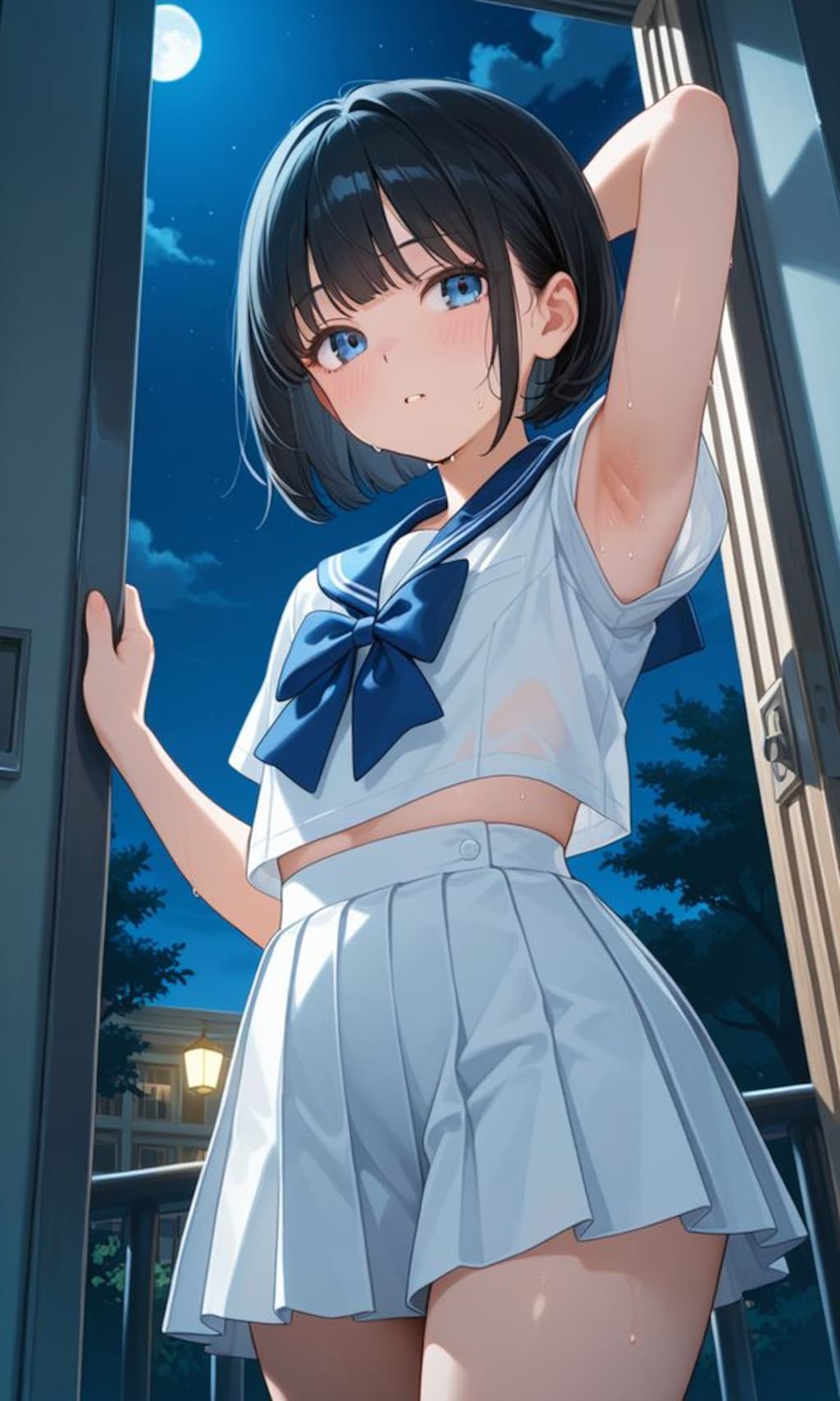 夜の図書室にて（ちっぱいセーラー服ちゃんのワキ）