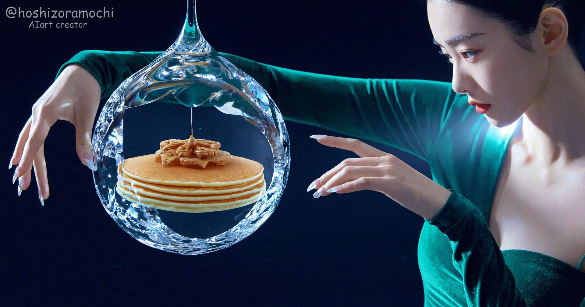 ガラスの滴に閉じ込められたパンケーキ🥞