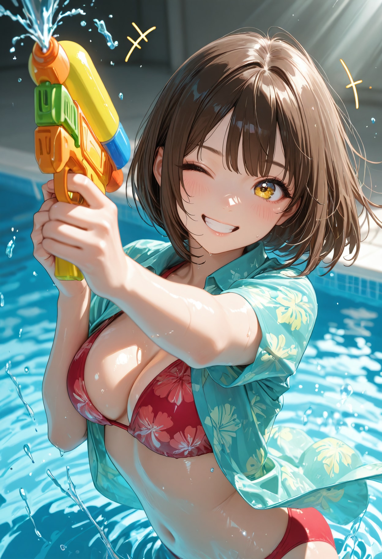 水遊び。