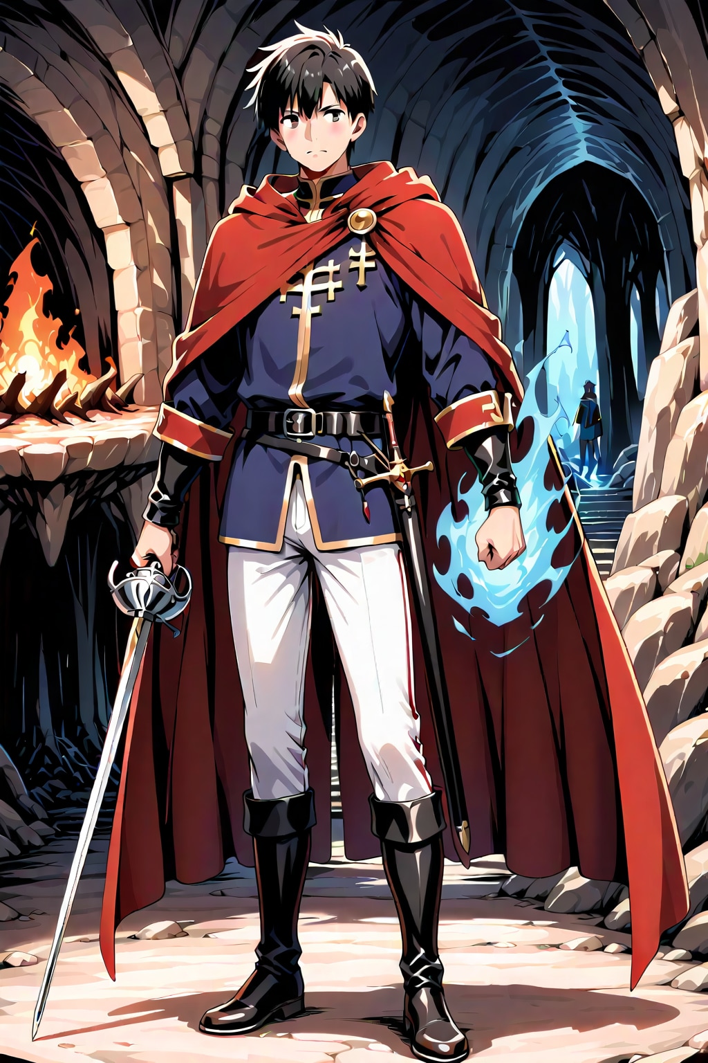 古代遺跡地下,大型男性魔法剣士2-7