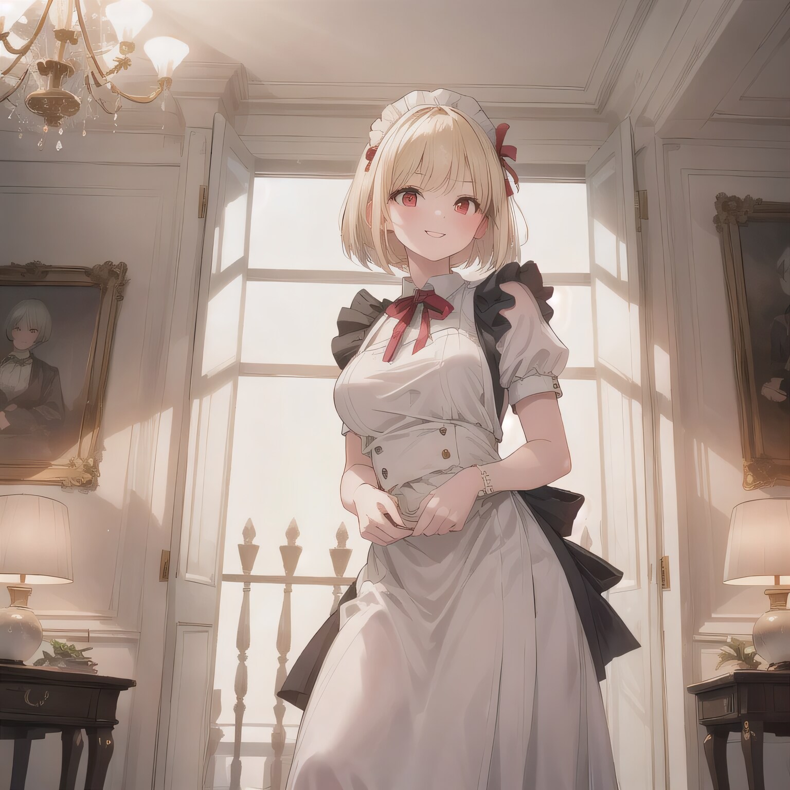 金髪ボブでメイド服の少女８ | の人気AIイラスト・グラビア