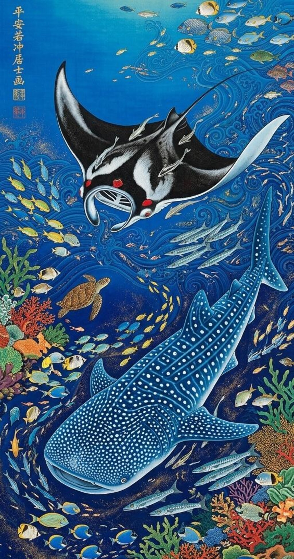 伊藤若冲風　琉球海中絵図
