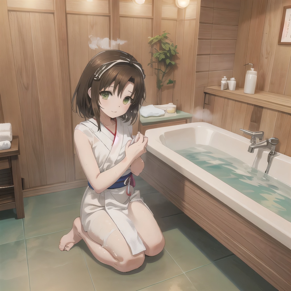 黒髪ボブでお風呂の少女１０