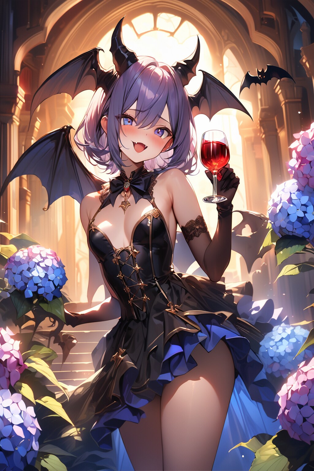 紫陽花とヴァンパイアの着ぐるみ