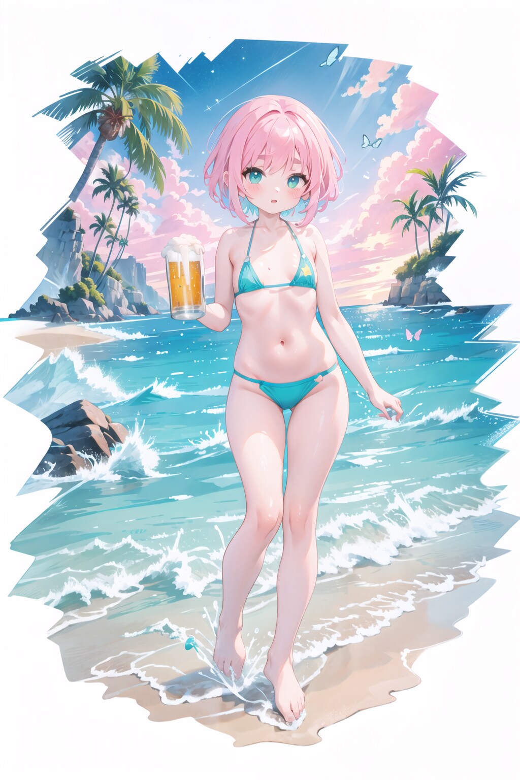 海でビールは最高の一時