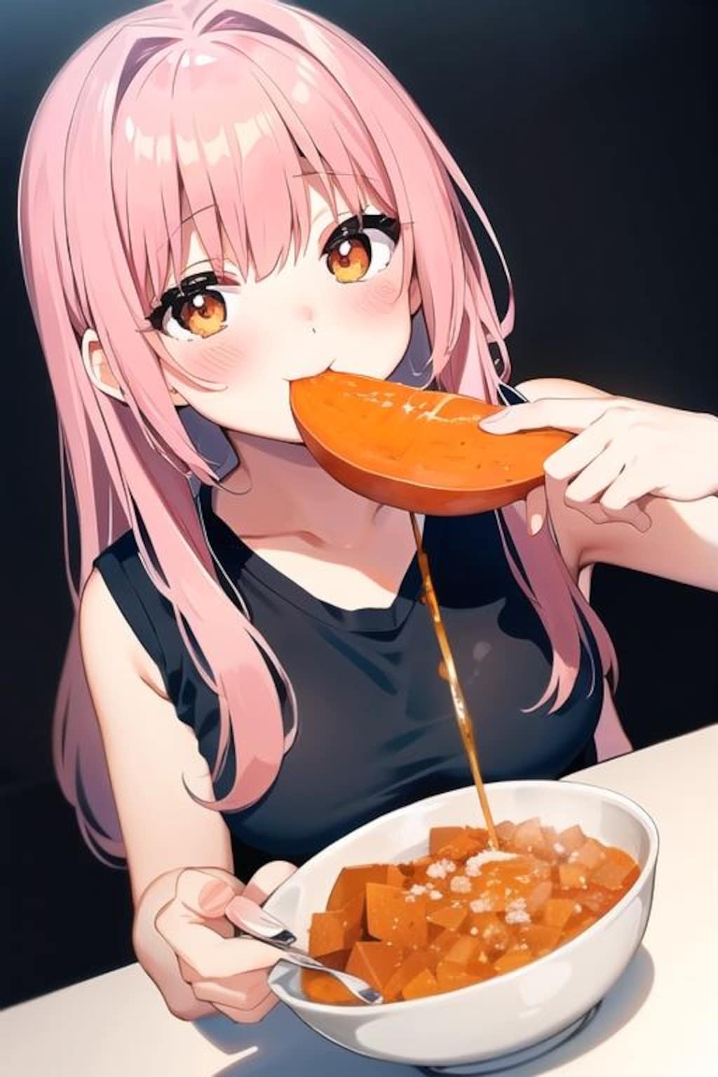 短パンの娘（桃髪）