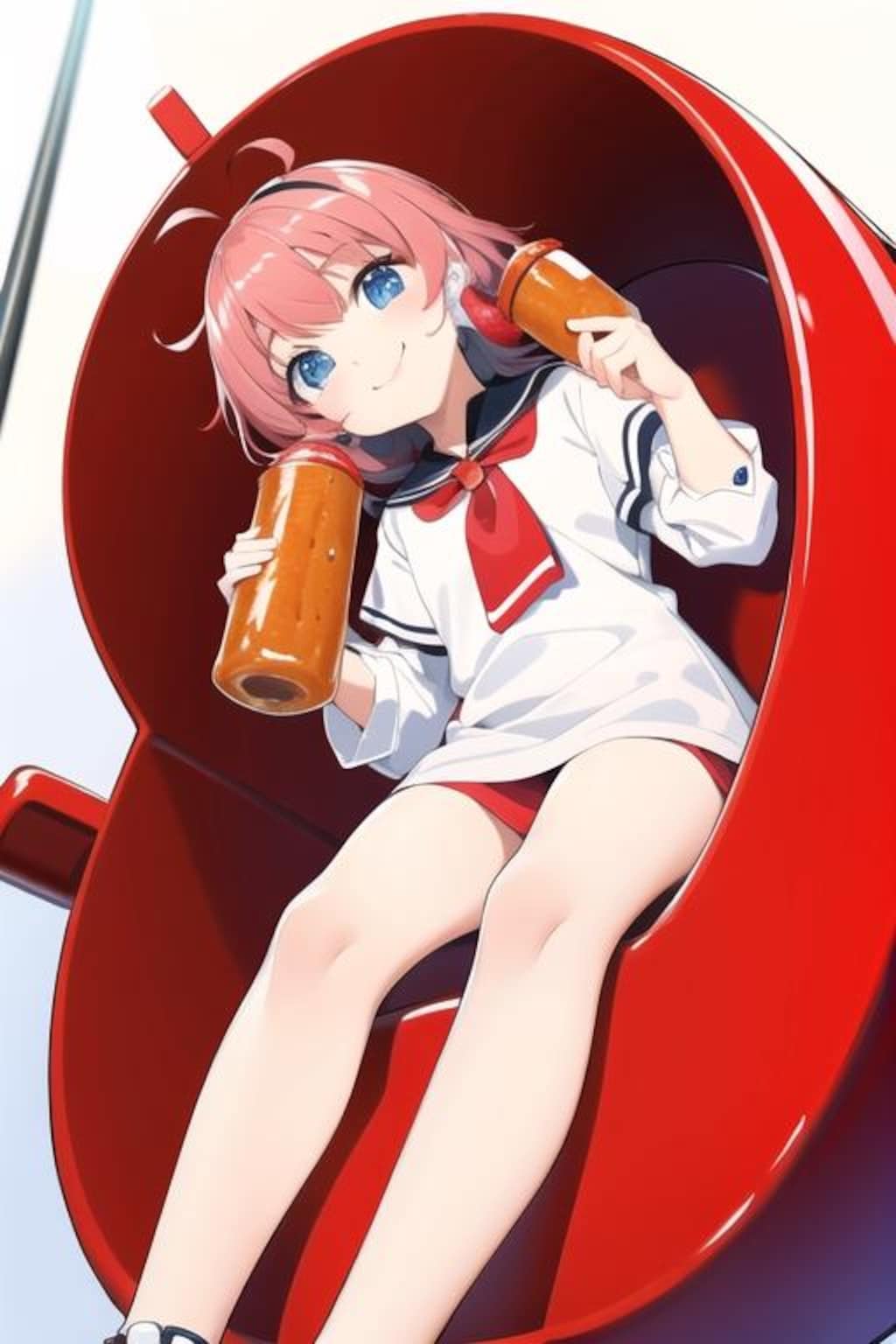 短パンの娘（桃髪）