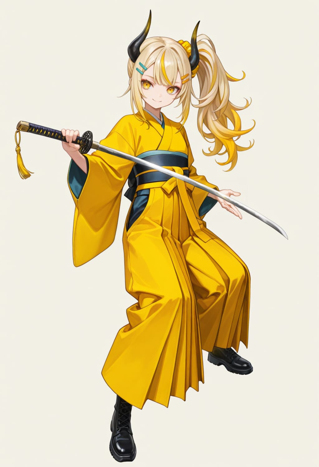 【頭文字お】刀を構える女鬼高生さん