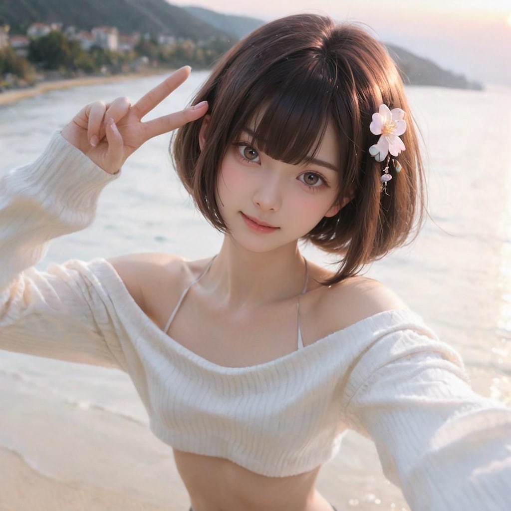 海辺のポートレート