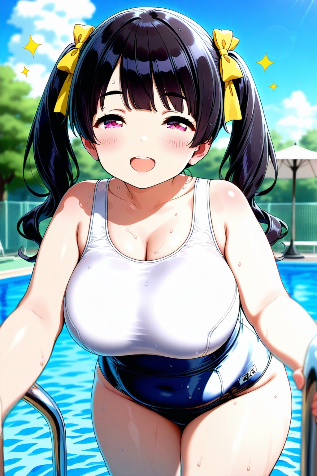 プールで遊ぶ肉感女子