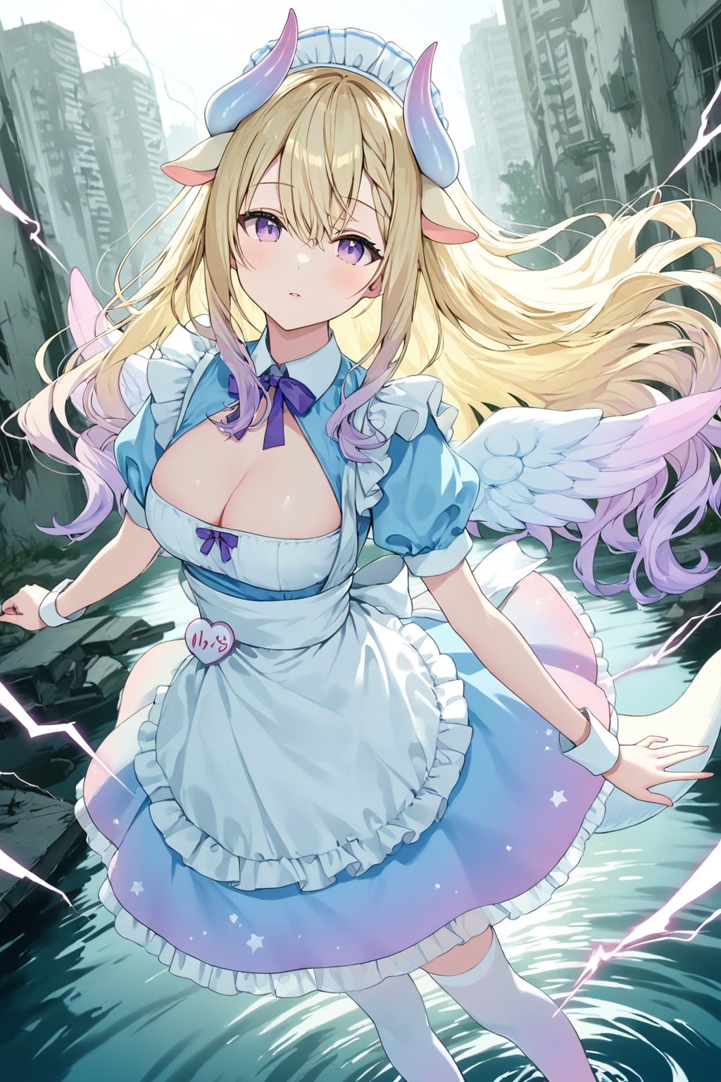 雷を操るモンスターっ娘天使 | の人気AIイラスト・グラビア