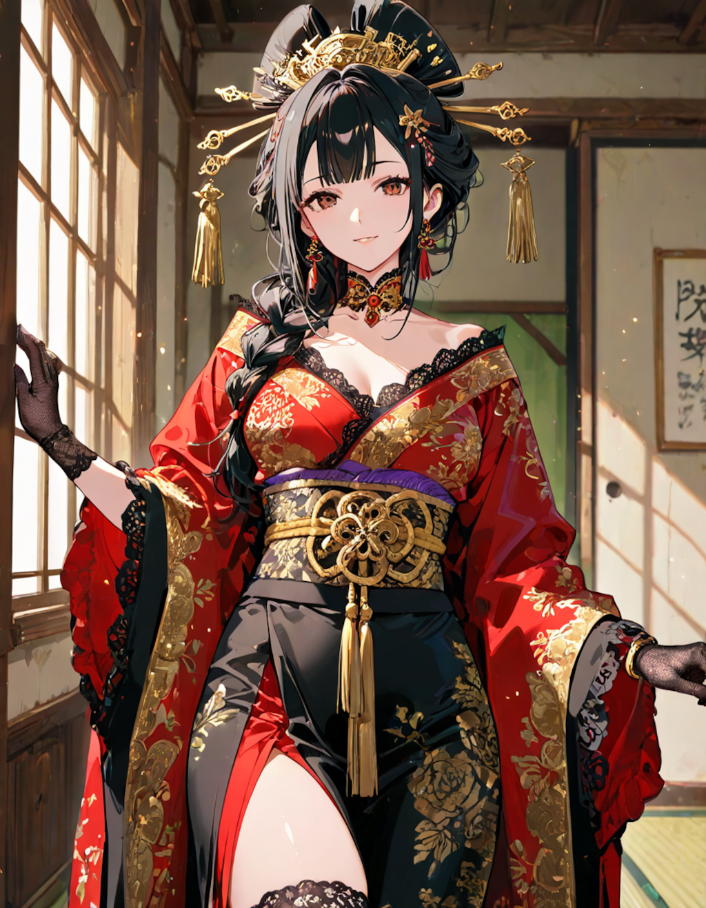 花魁衣装を着た人妻さん