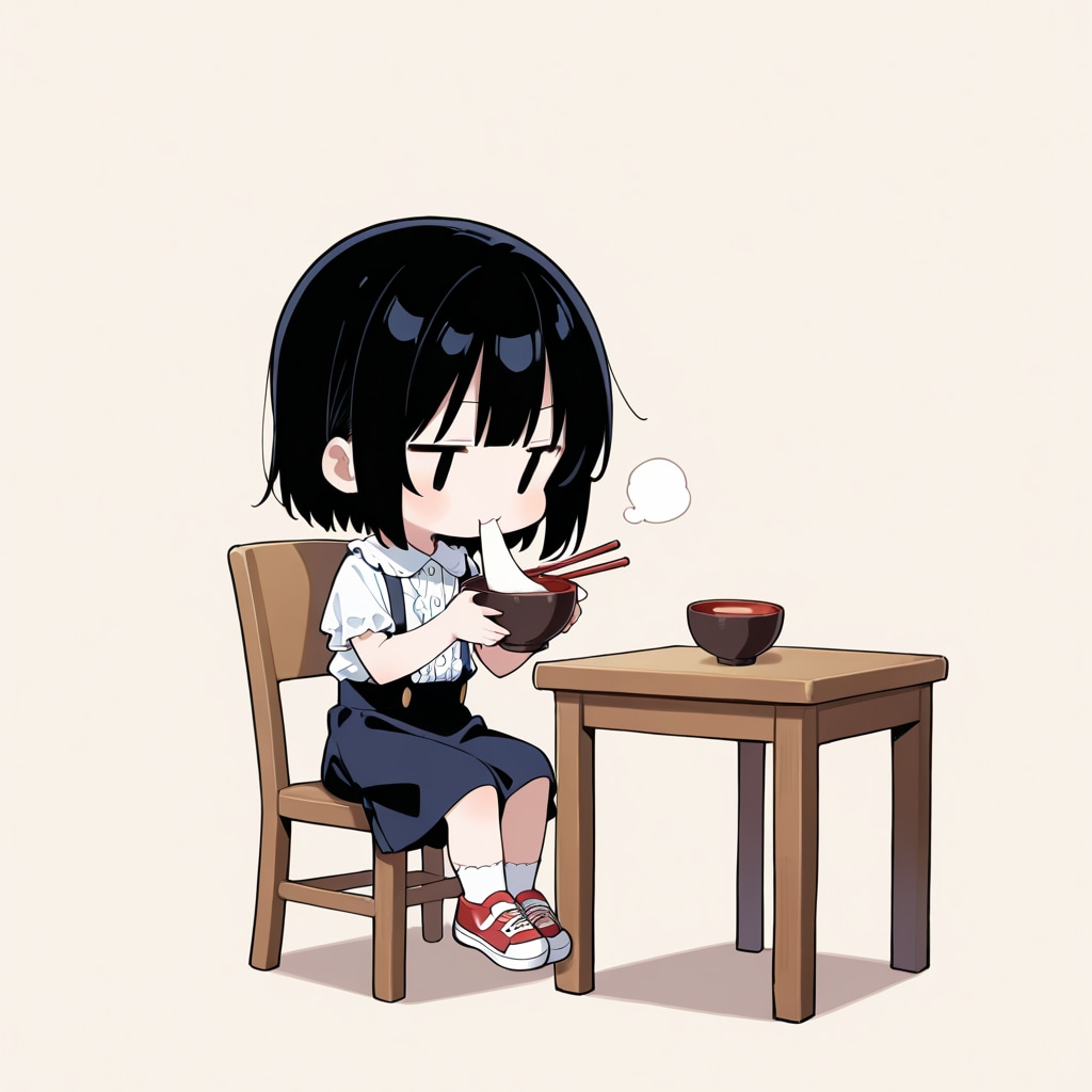 お雑煮を食べる