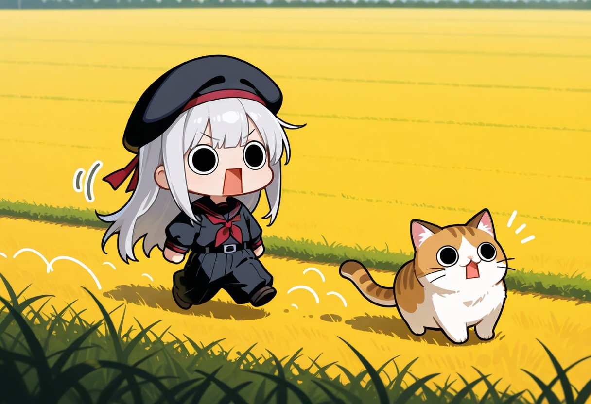 猫と散歩するえらいこっちゃ嬢