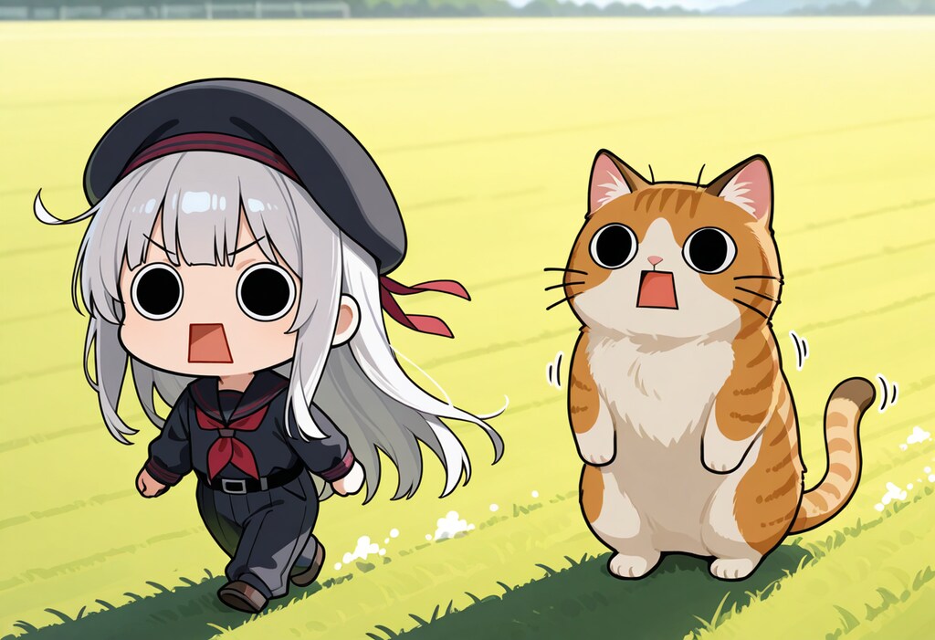 猫と散歩するえらいこっちゃ嬢