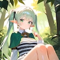森でたたずむエルフの娘♪　（Embeddingの確認習作） 2枚目