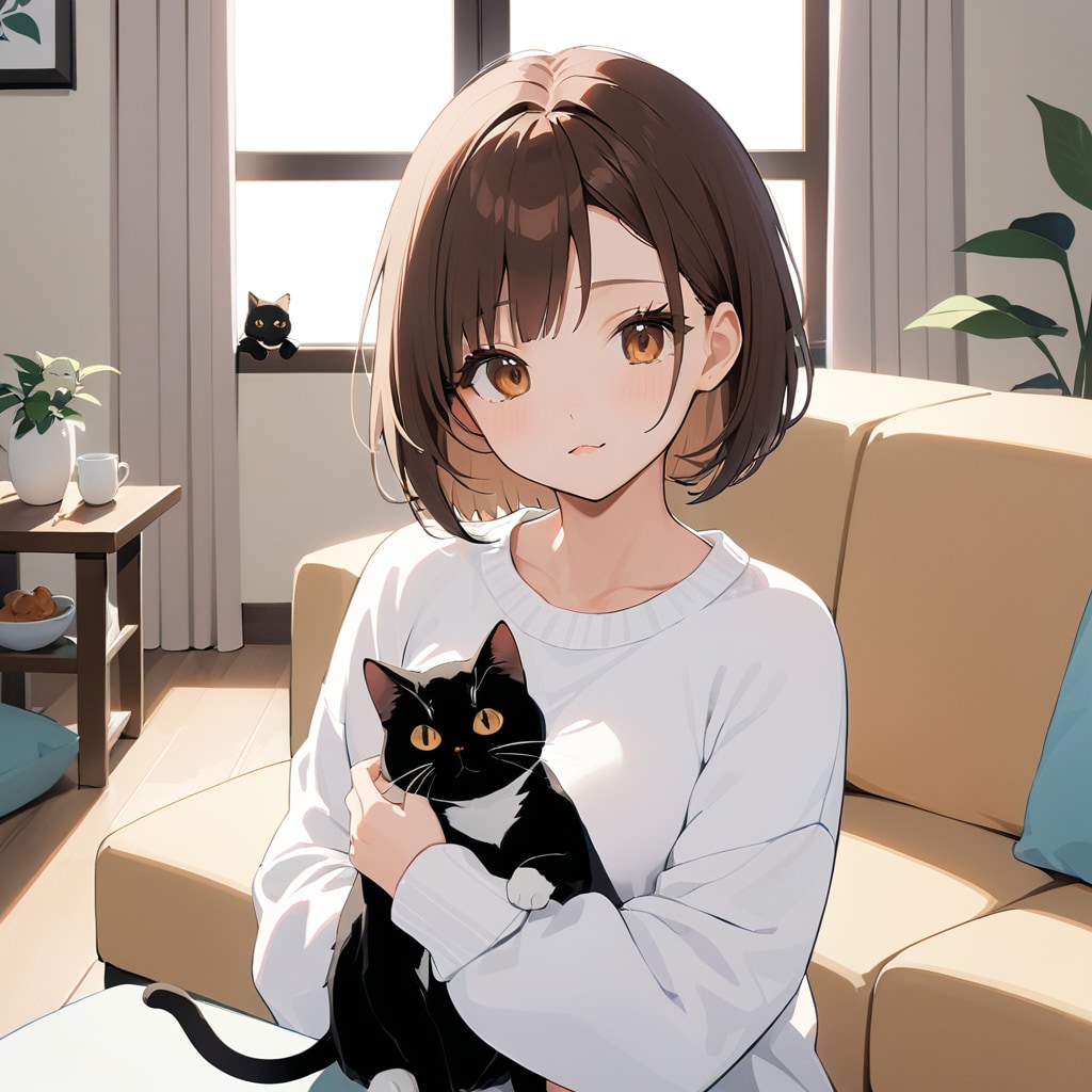 クロネコと女性