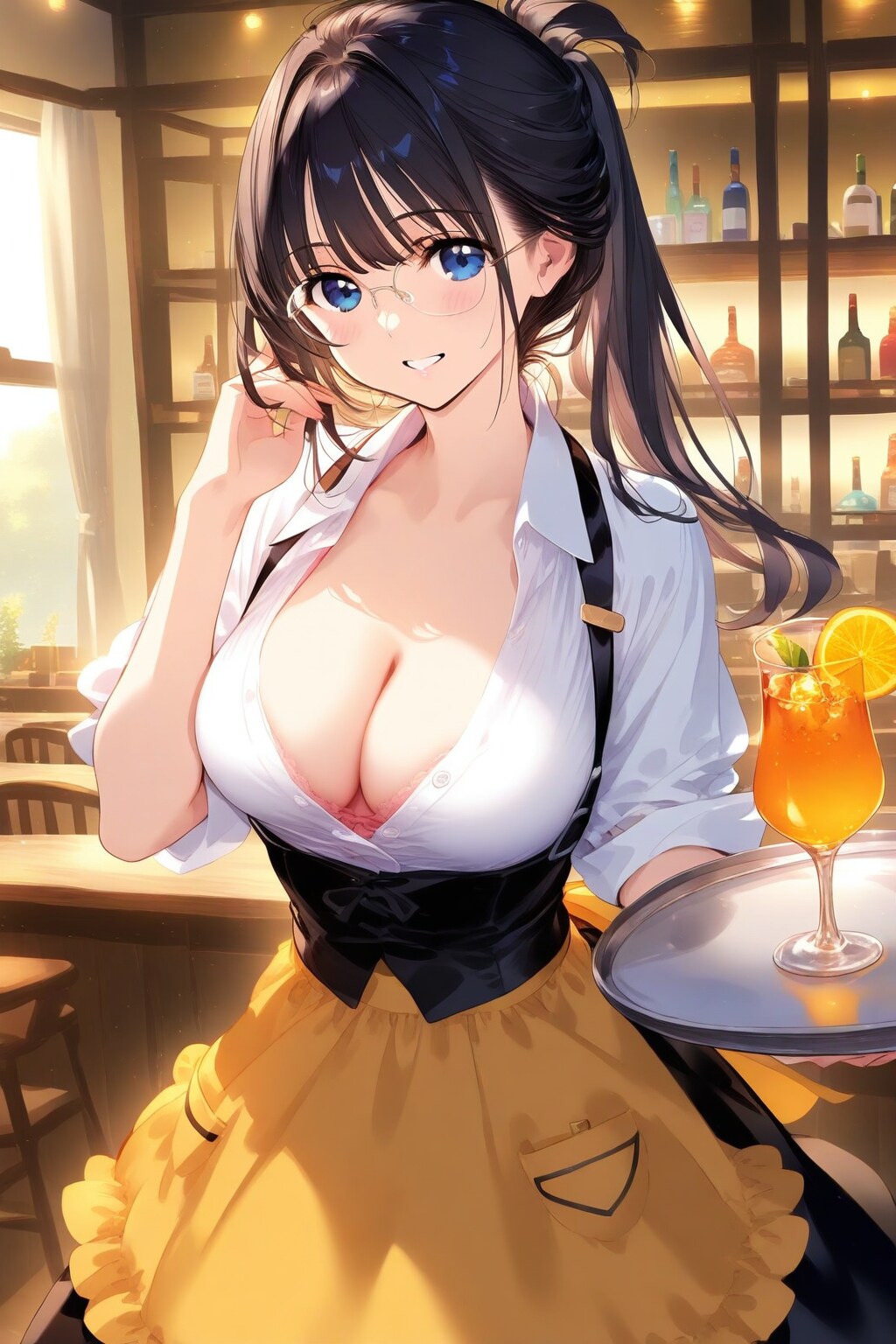 メガネをかけたウェイトレスさん　Ver.03