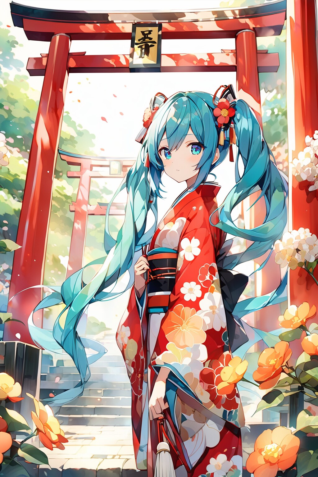 赤い鳥居と少女 | の人気AIイラスト・グラビア