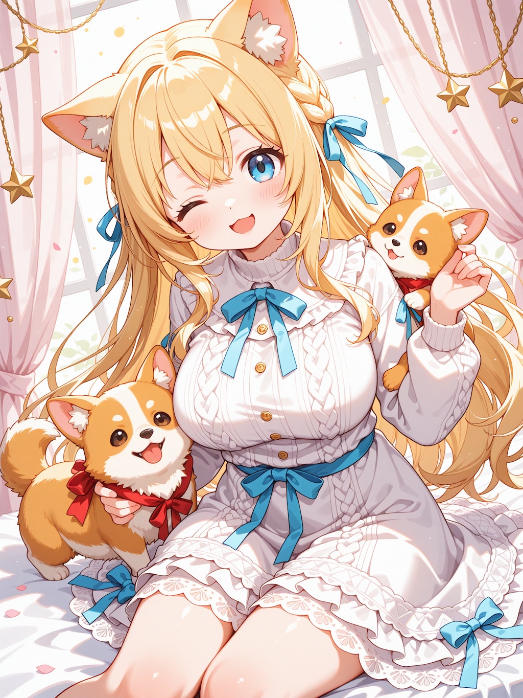 コーギーちゃんと🎀