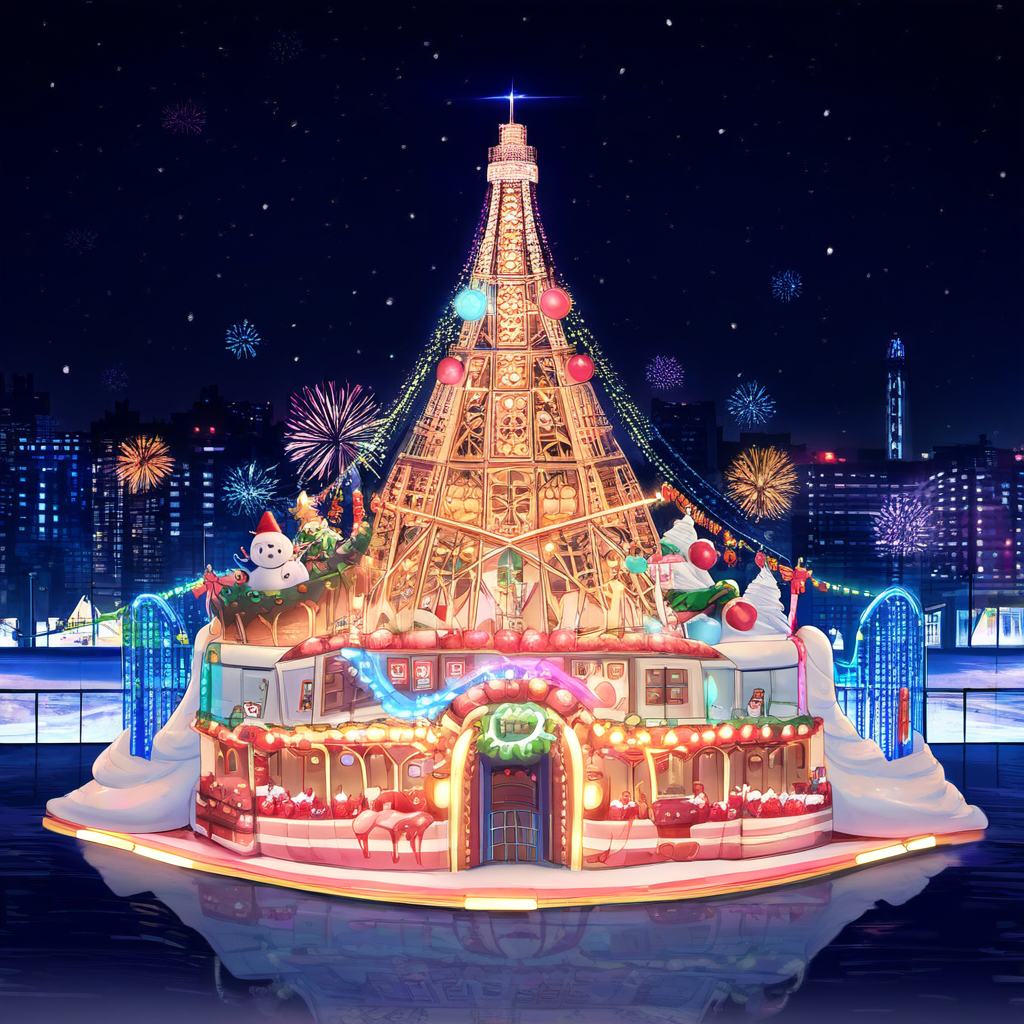 東京湾に立つクリスマスケーキのお城