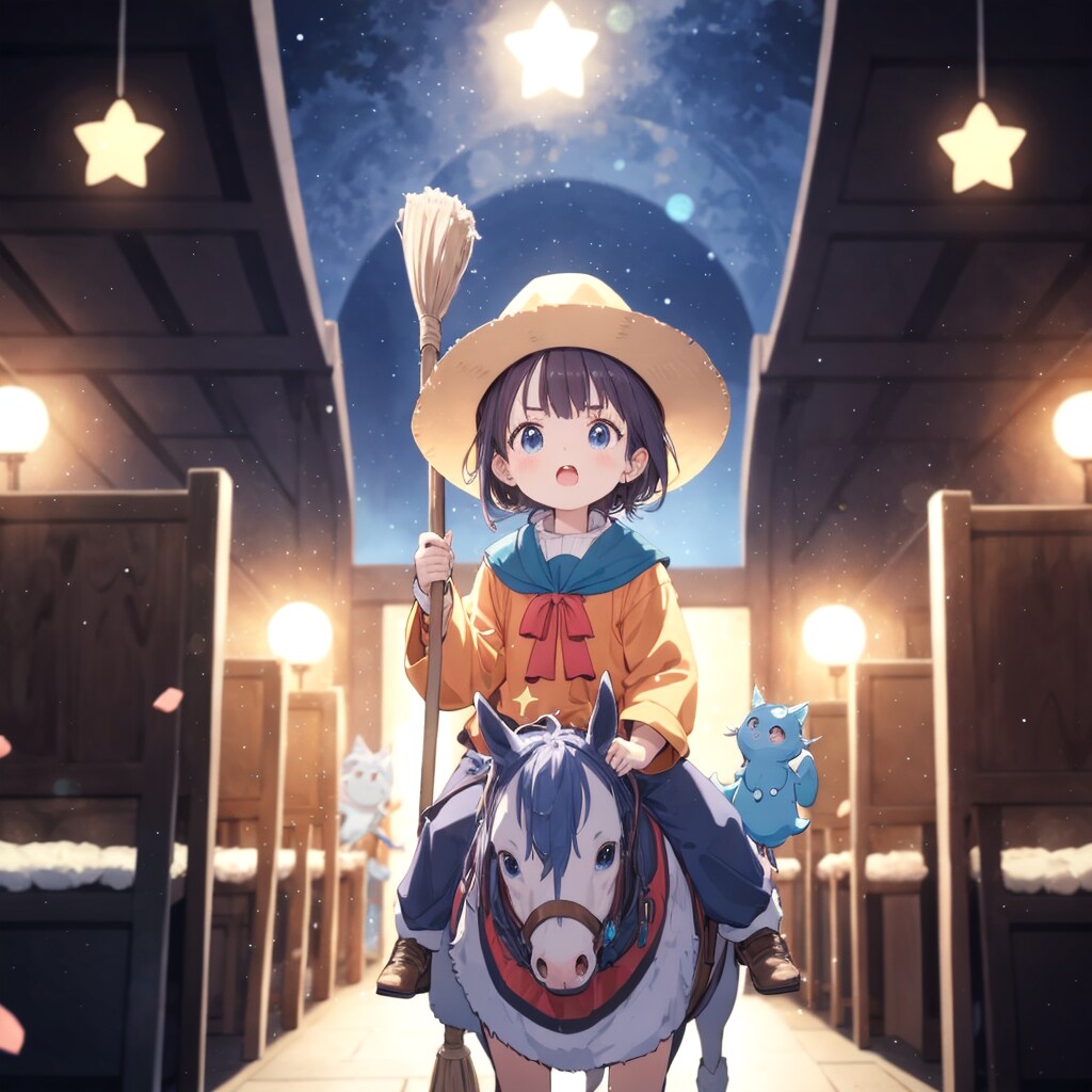 ポニーに乗った見習い魔法使い | の人気AIイラスト・グラビア