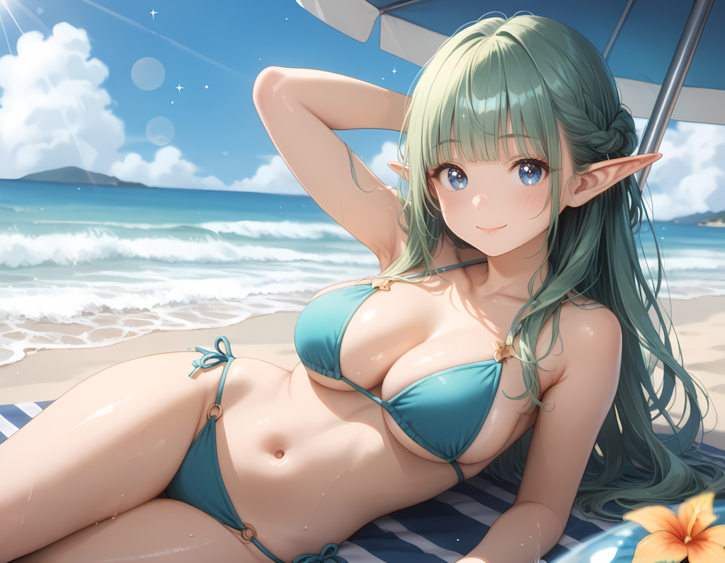 エルフさんと海