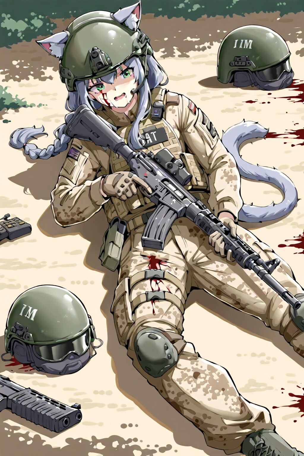 敵の自爆から生き残った猫娘