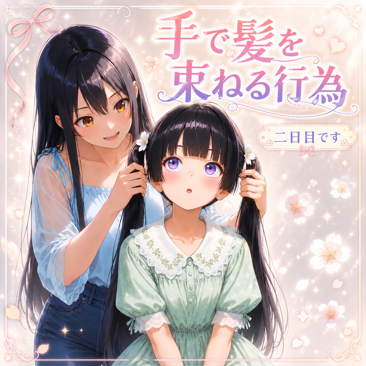 手で髪を束ねる行為2日目です✨ | の人気AIイラスト・グラビア