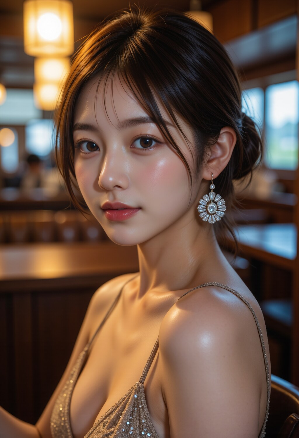 イヤリングをしている女性