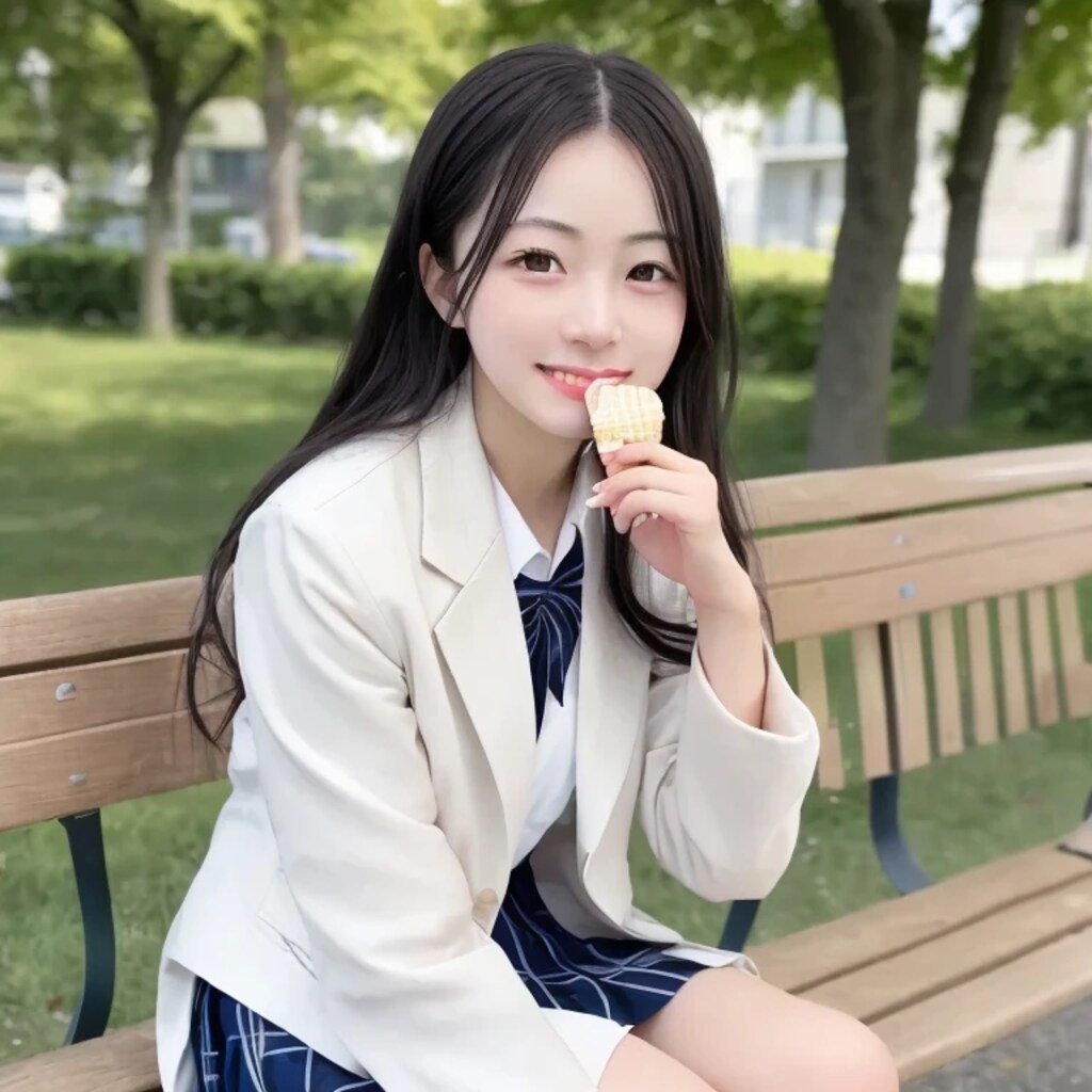 黒髪ロングでブレザーの美女６５