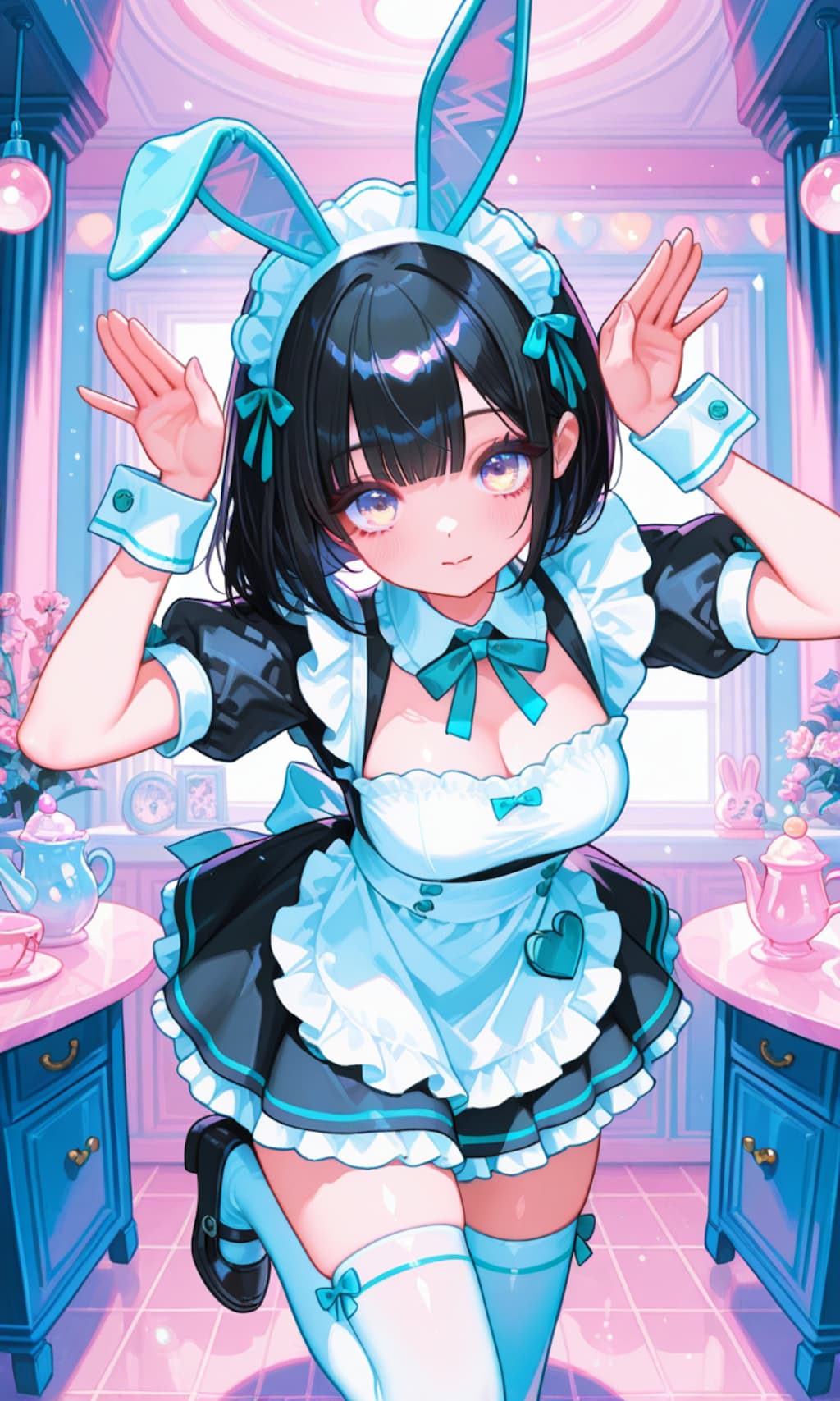 うさみみポーズのメイドさん