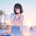 海の日 ビーチ水着女性集 10枚目