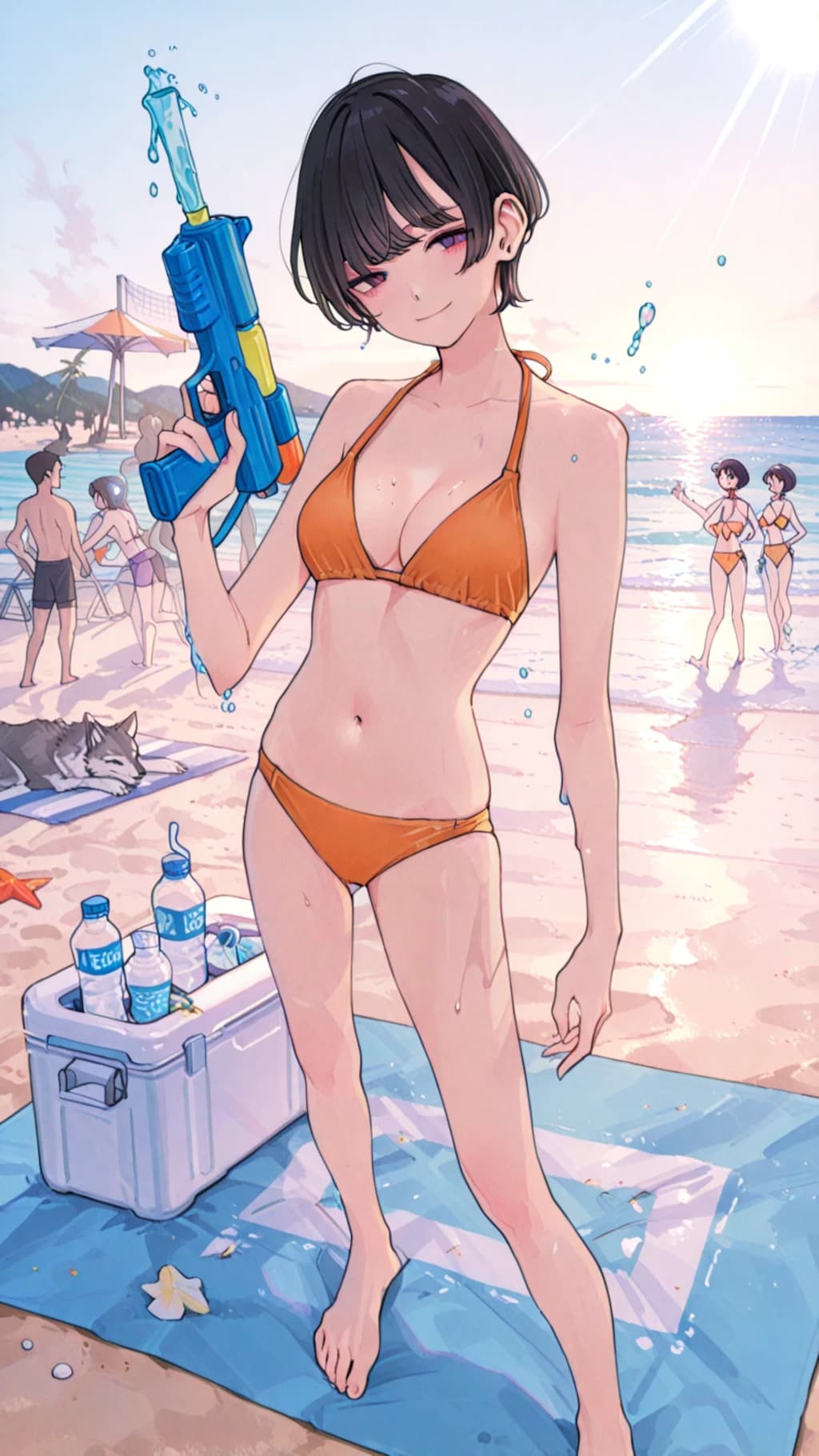 海の日 ビーチ水着女性集