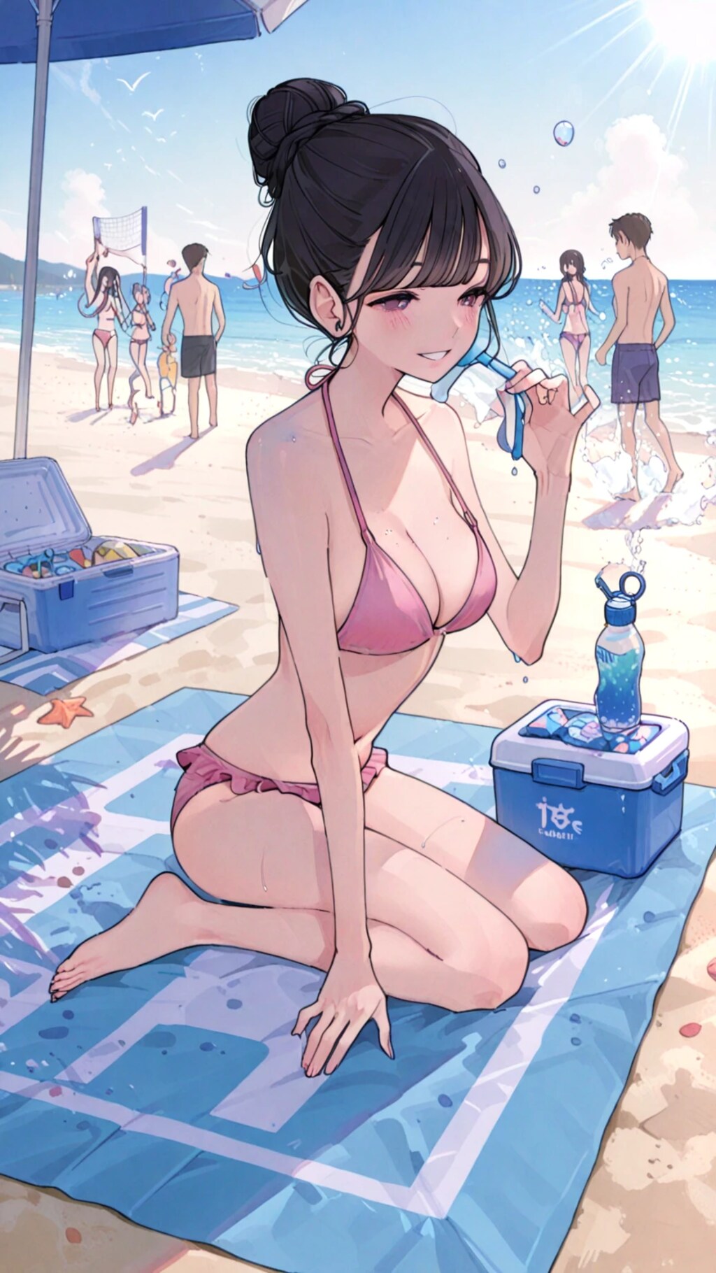 海の日 ビーチ水着女性集