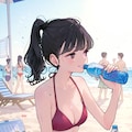 海の日 ビーチ水着女性集 2枚目