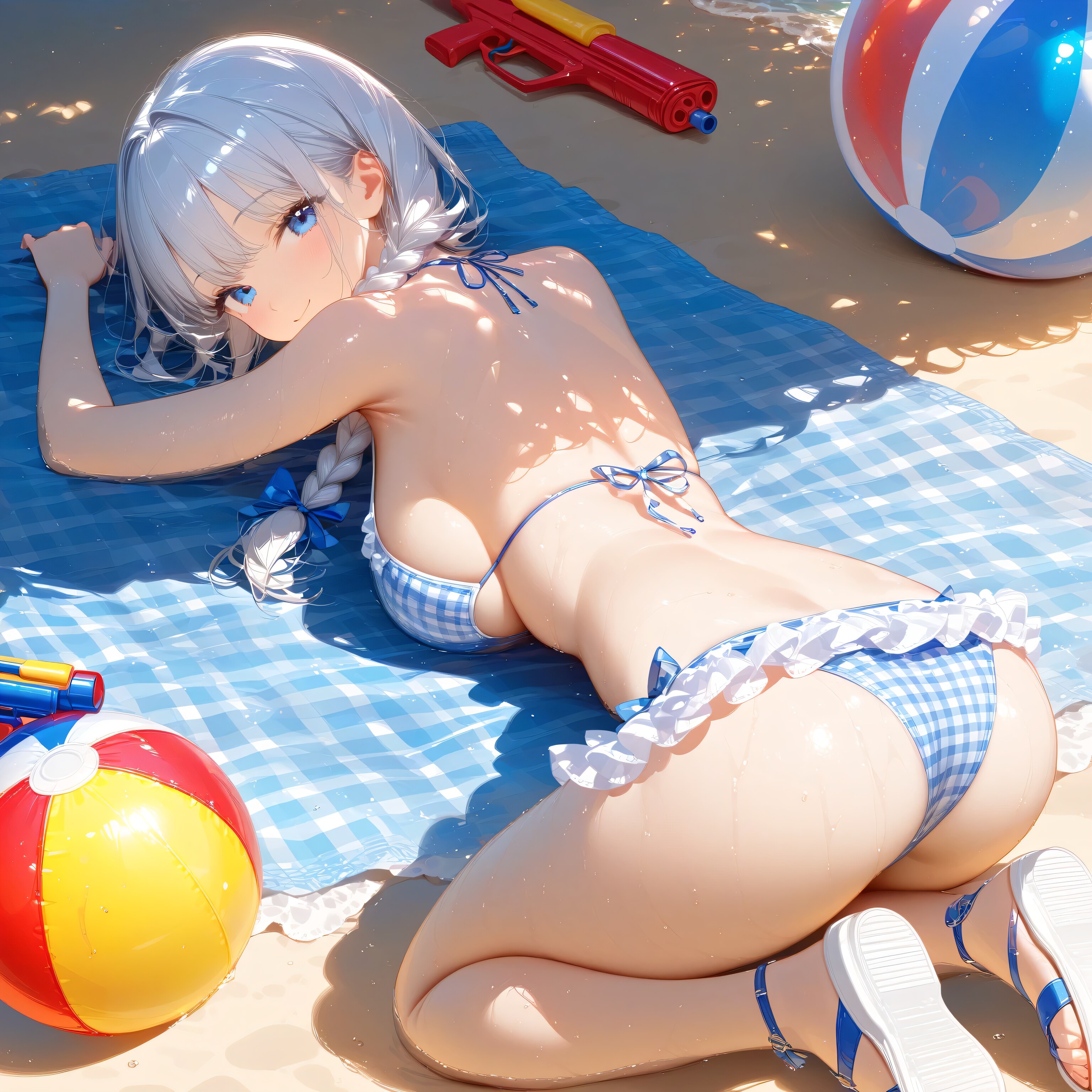 背中で魅せる水着美女