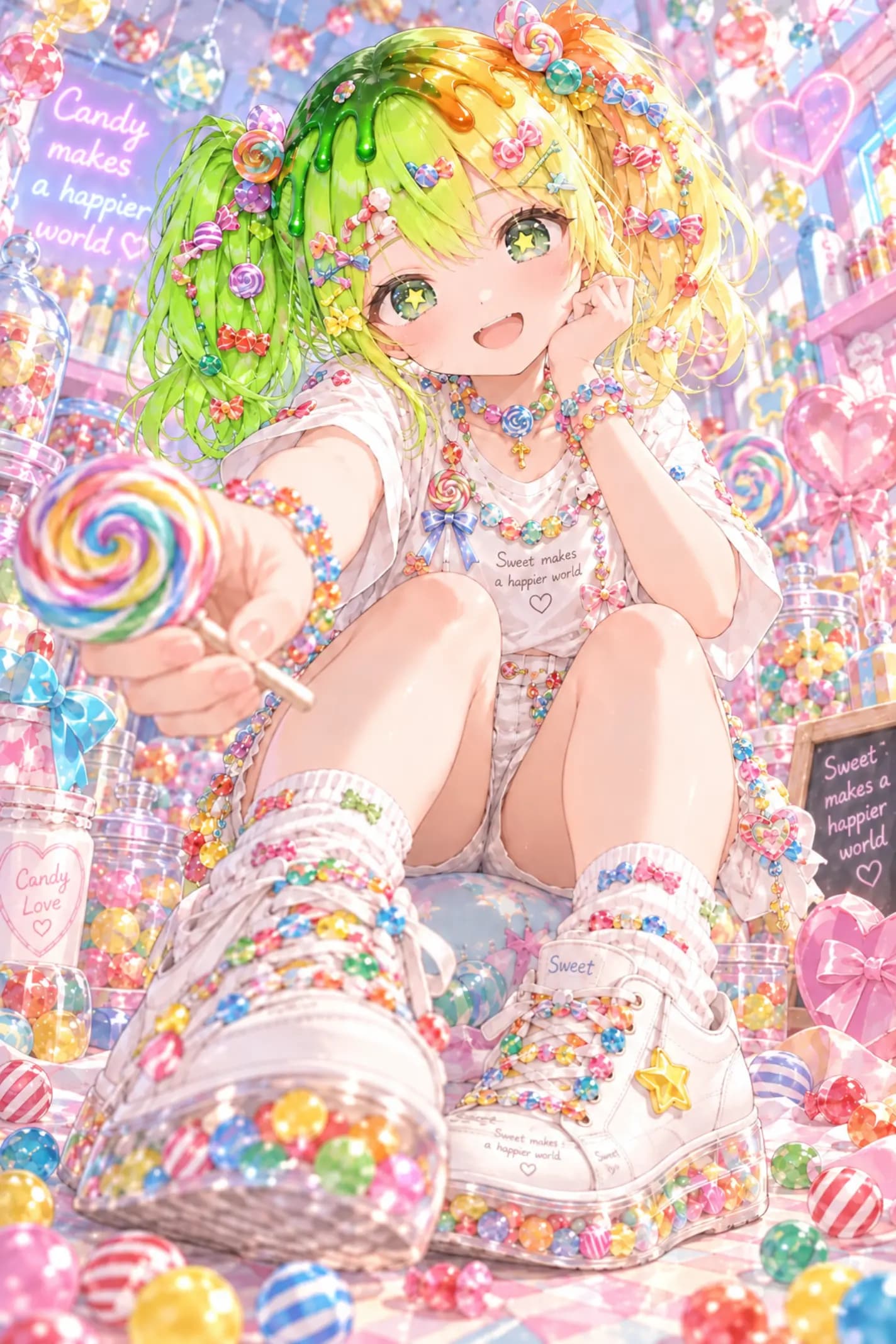 カラメルがかったツートンカラーの女の子のキャンディファッション | の人気AIイラスト・グラビア