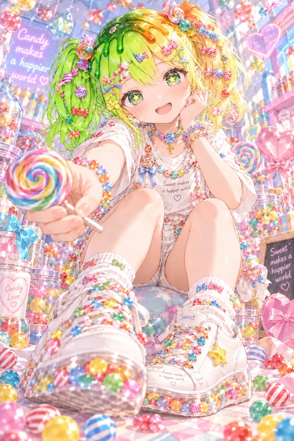 カラメルがかったツートンカラーの女の子のキャンディファッション