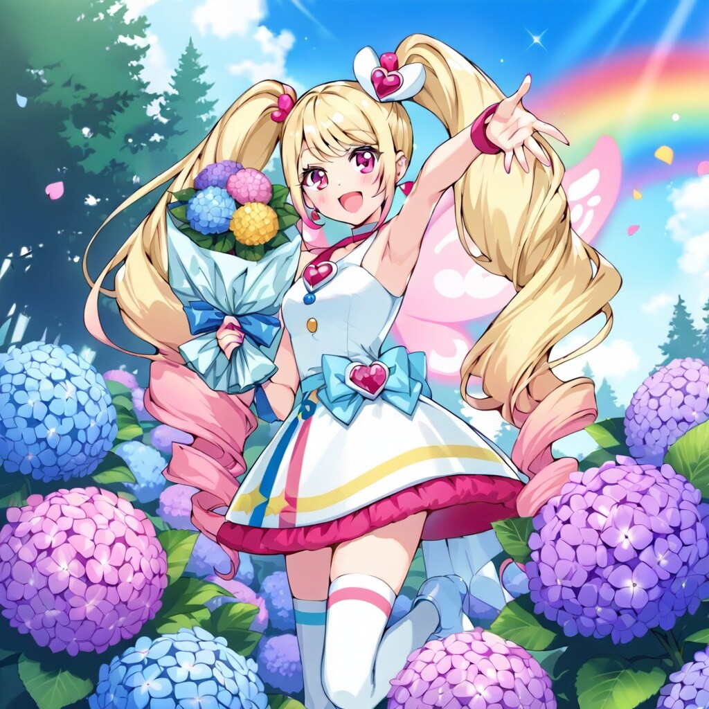 紫陽花と虹と精霊と