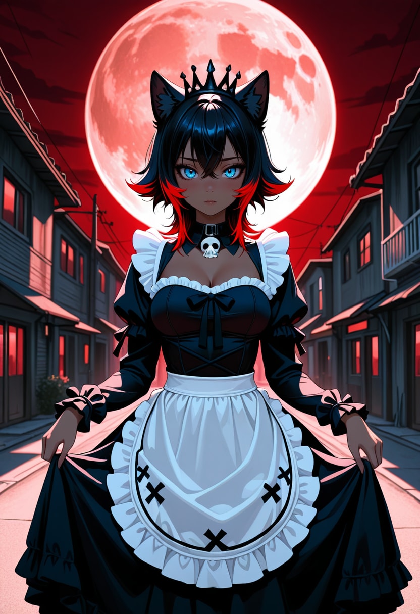 猫耳ゴシック女王様系メイドの赤メッシュさん