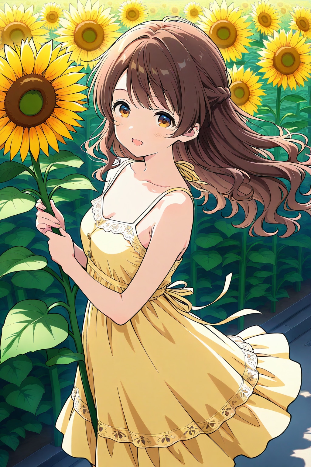 向日葵畑の女の子