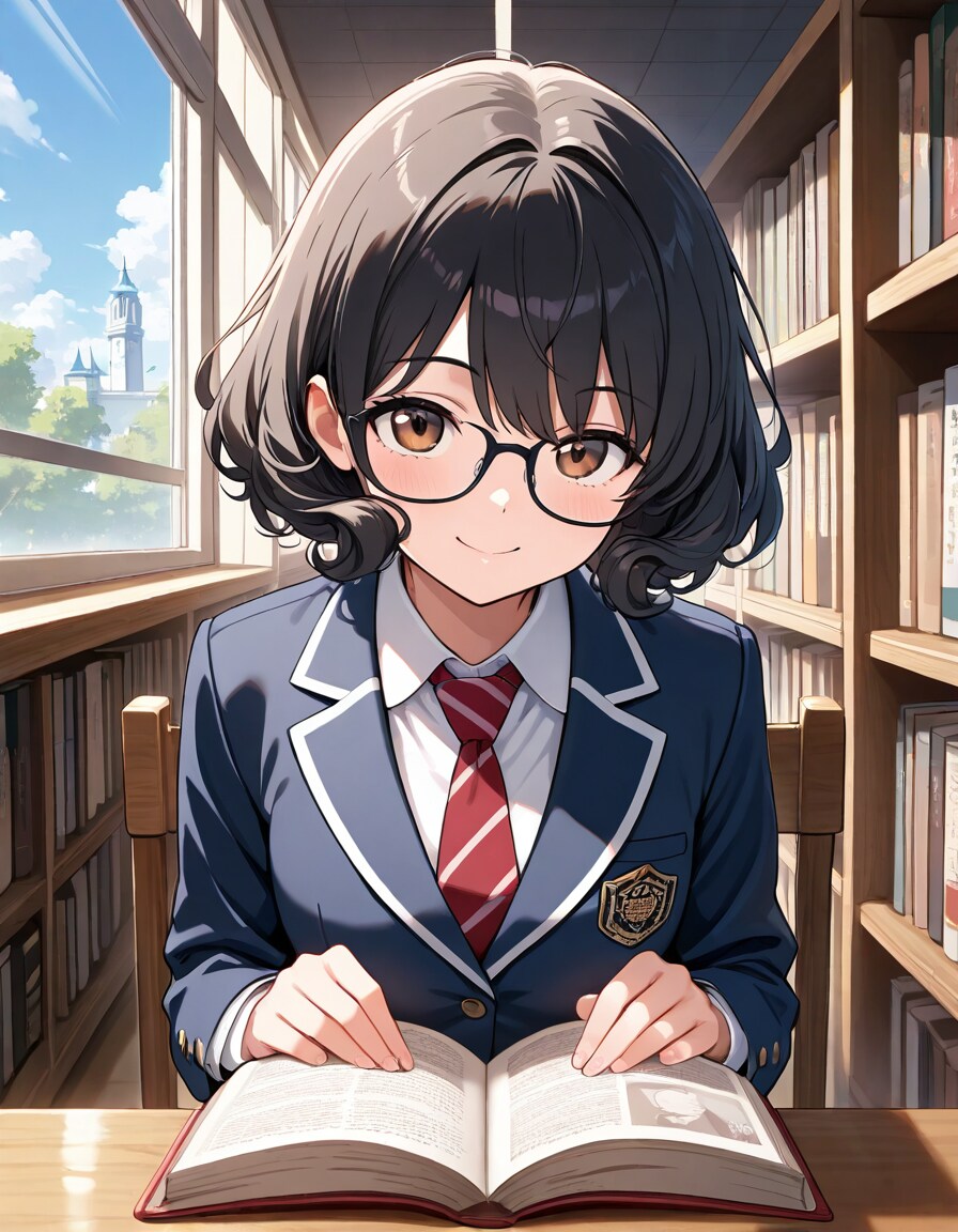 図書室で読書