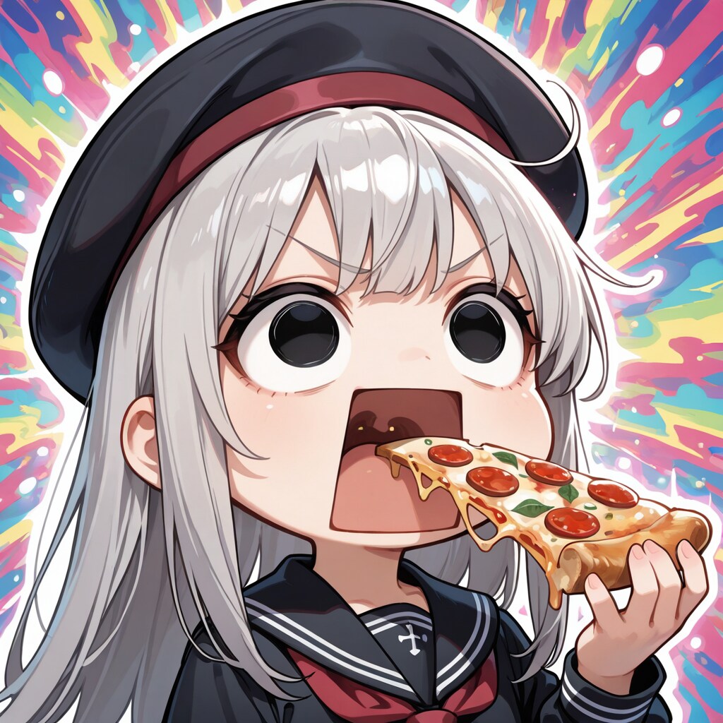 サイケデリックにピザを頂いてしまいよったえらいこっちゃ嬢 | の人気AIイラスト・グラビア