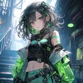 ライトグリーンなサイバーパンク魔法少女 4枚目