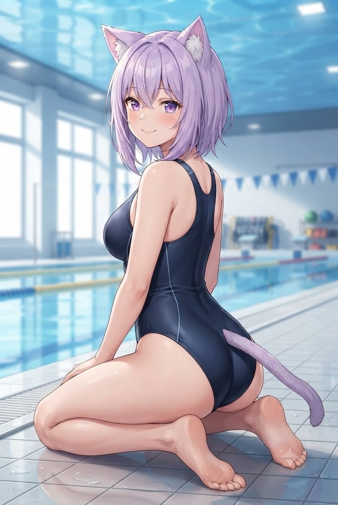 競泳水着の尻尾シス