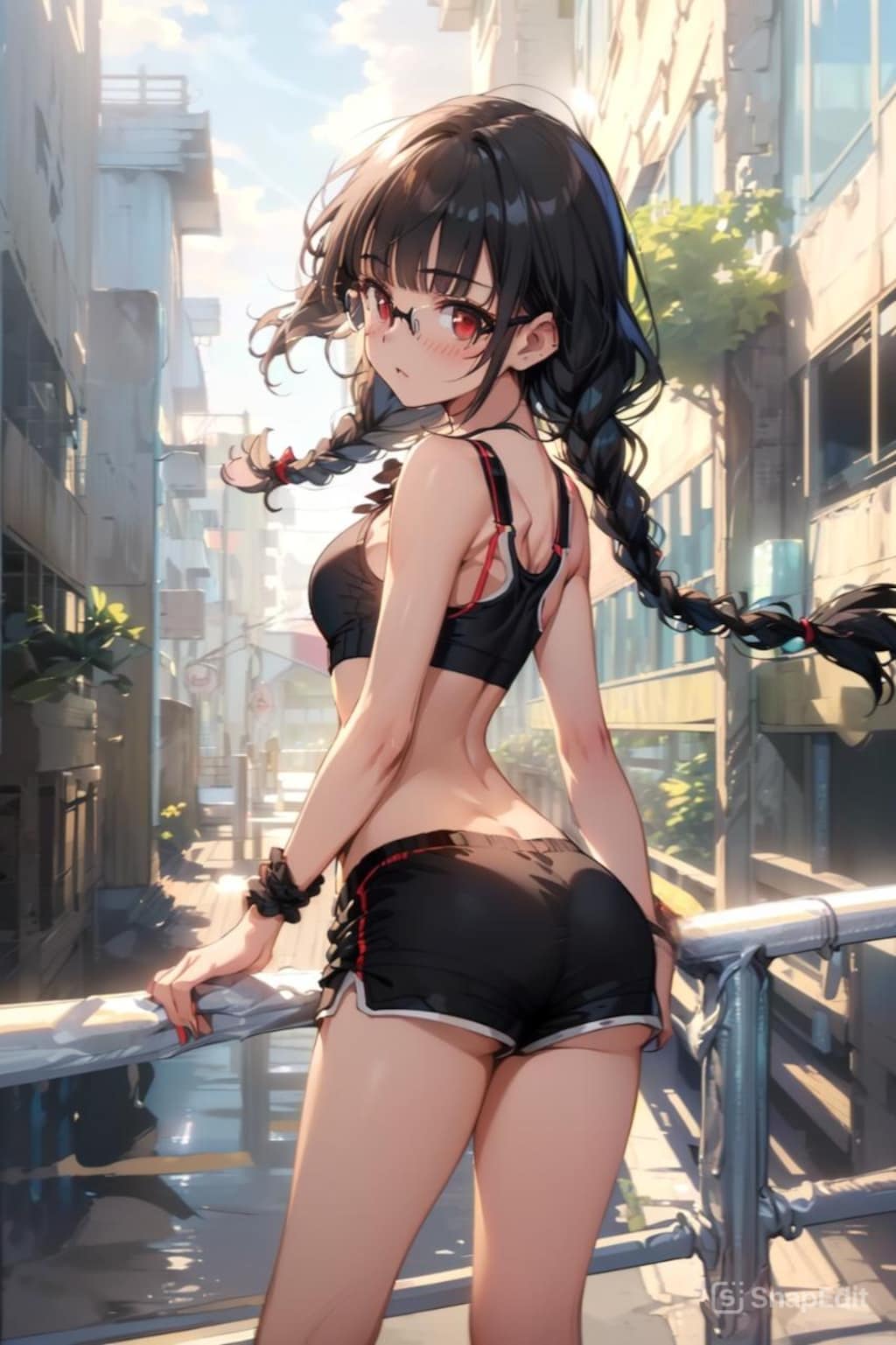 短パンの眼鏡っ娘